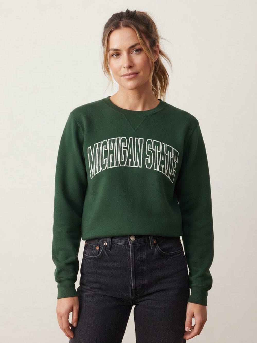 Russell Athletic Sz M Michigan State University Collegial Green Logo Sweatshirt